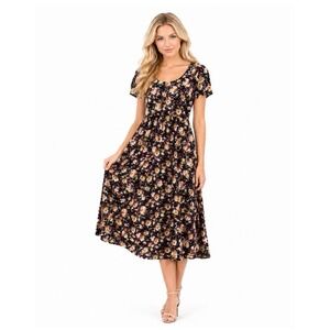 Vtg 90s Y2K Maxi Dress 3 Dark Floral Fairy Grunge Whimsigoth Prairie Cottage